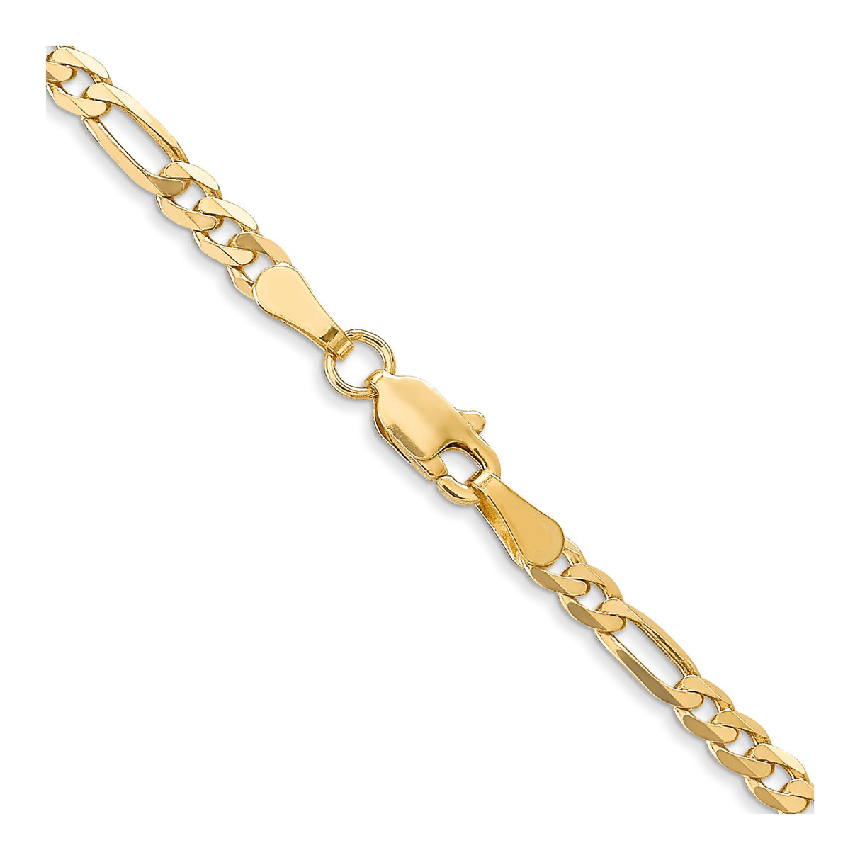 14K Yellow Gold 3 mm Figaro Chain Necklace, Polished alternate angle