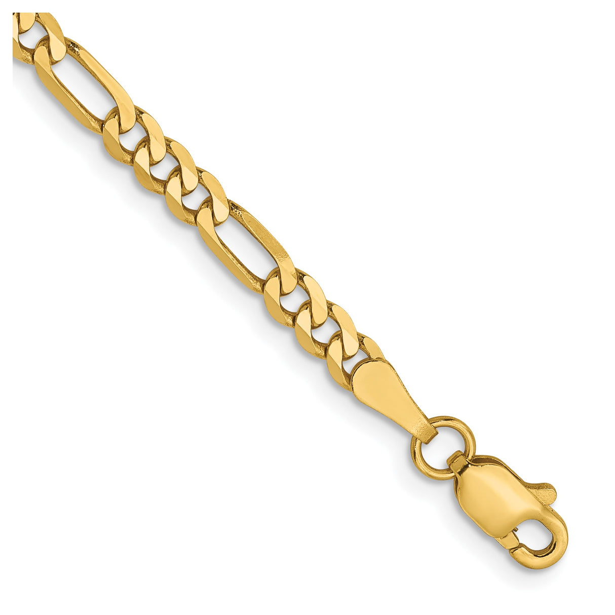 14K Yellow Gold 3 mm Figaro Chain Bracelet, Polished