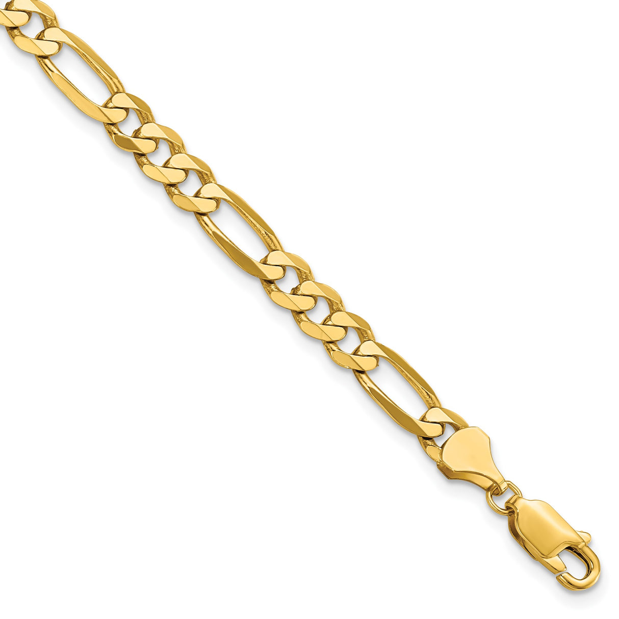 14K Yellow Gold 5.5 mm Figaro Chain Bracelet, Polished shown for scale
