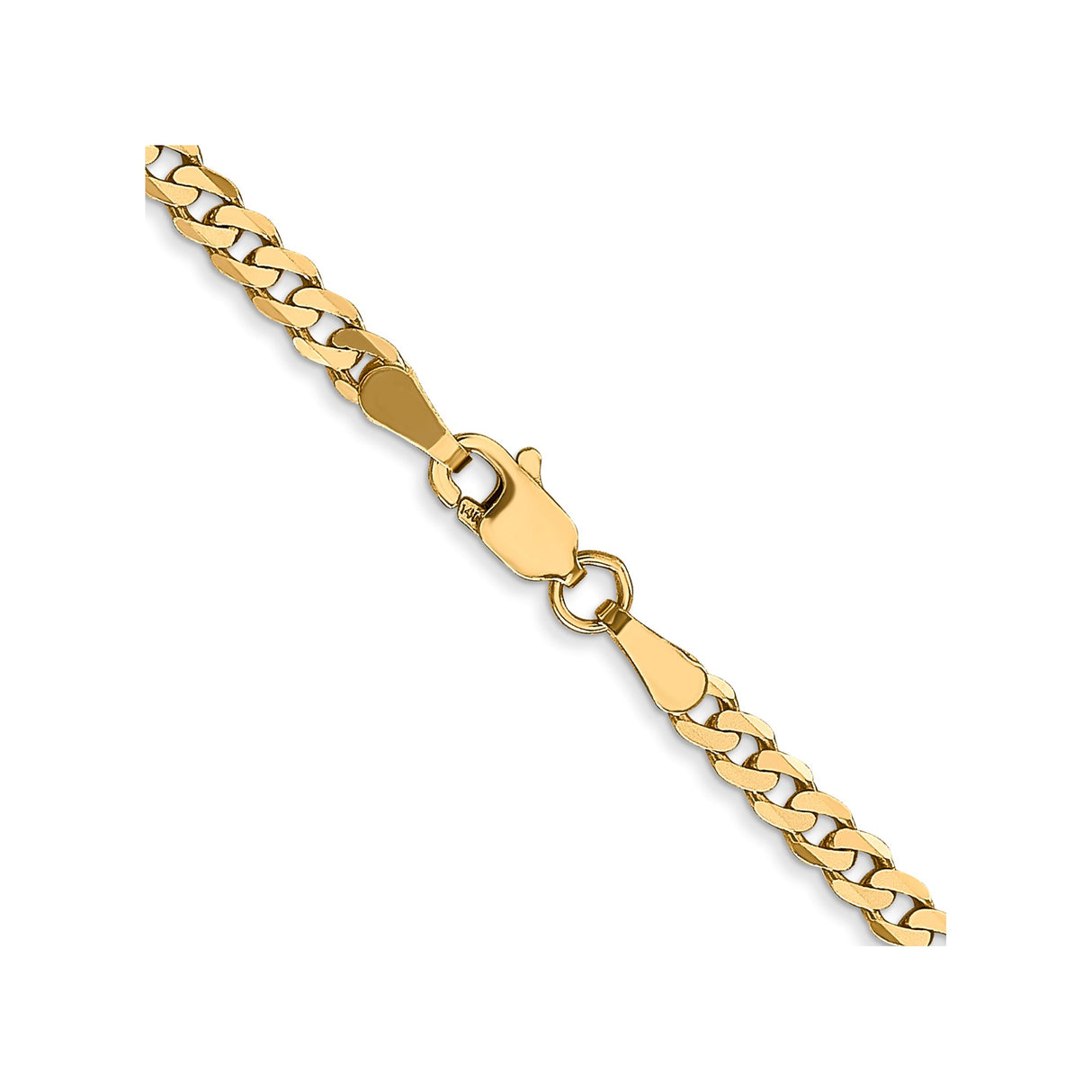 14K Yellow Gold 2.9 mm Curb Chain Necklace, Polished alternate angle