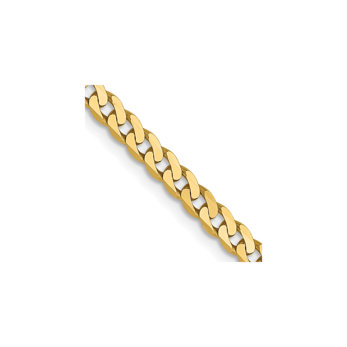 14K Yellow Gold 2.9 mm Curb Chain Necklace, Polished detail view