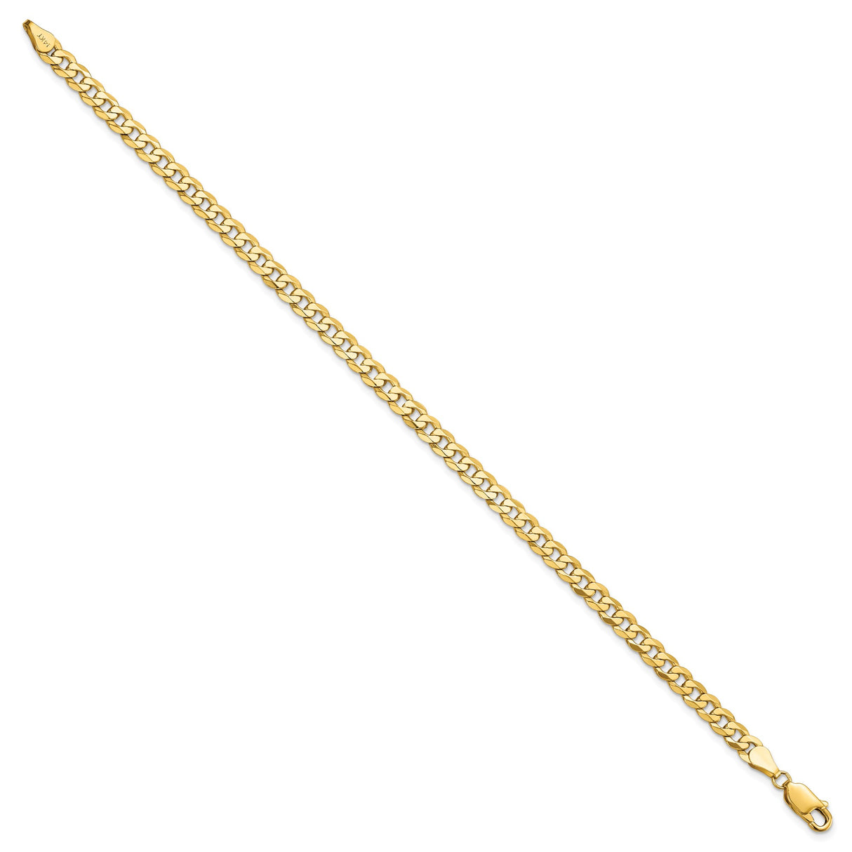 14K Yellow Gold 4.5 mm Curb Chain Bracelet, Polished