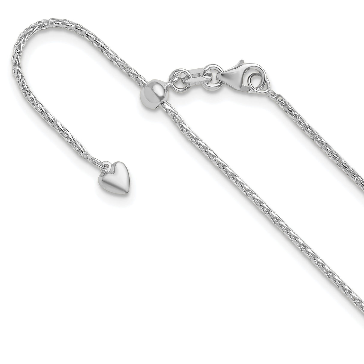 14K White Gold 1.3 mm Polished Chain Necklace detail view