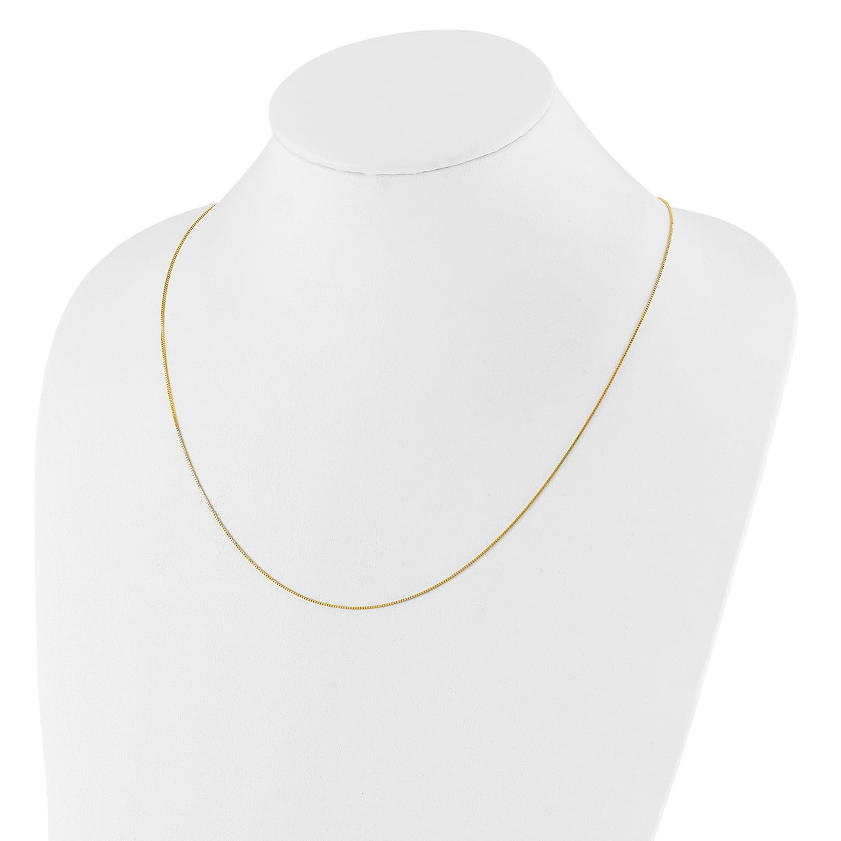 14K Yellow Gold 0.7 mm Box Chain Necklace, Polished detail view