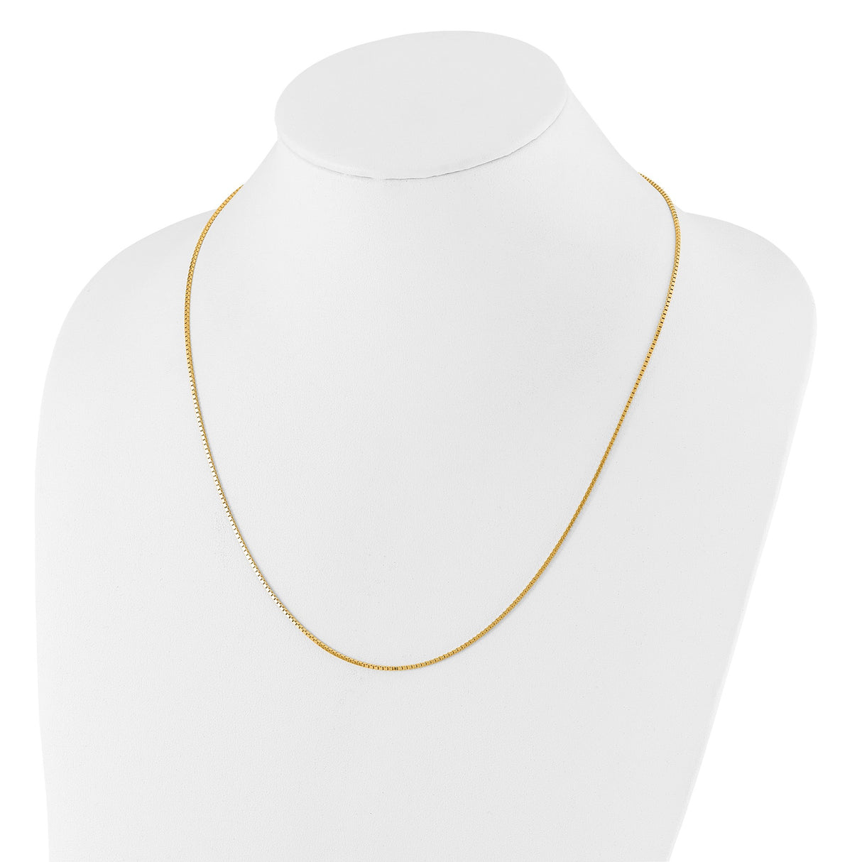 14K Yellow Gold 1.2 mm Box Chain Necklace, Polished detail view