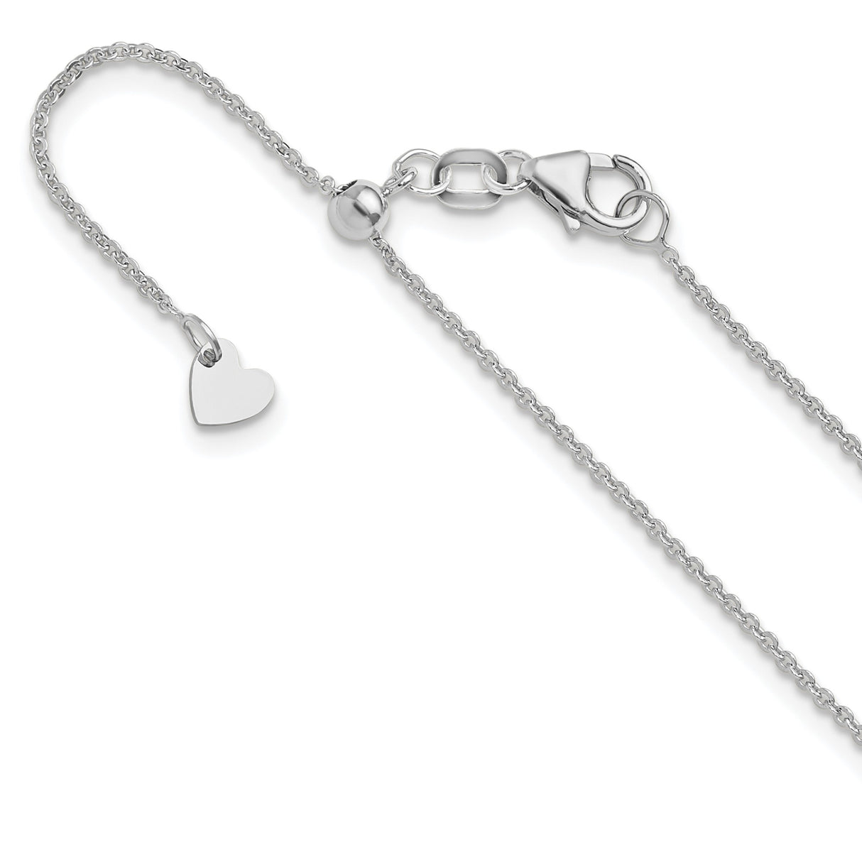 14K White Gold 1.25 mm Polished Chain Necklace detail view