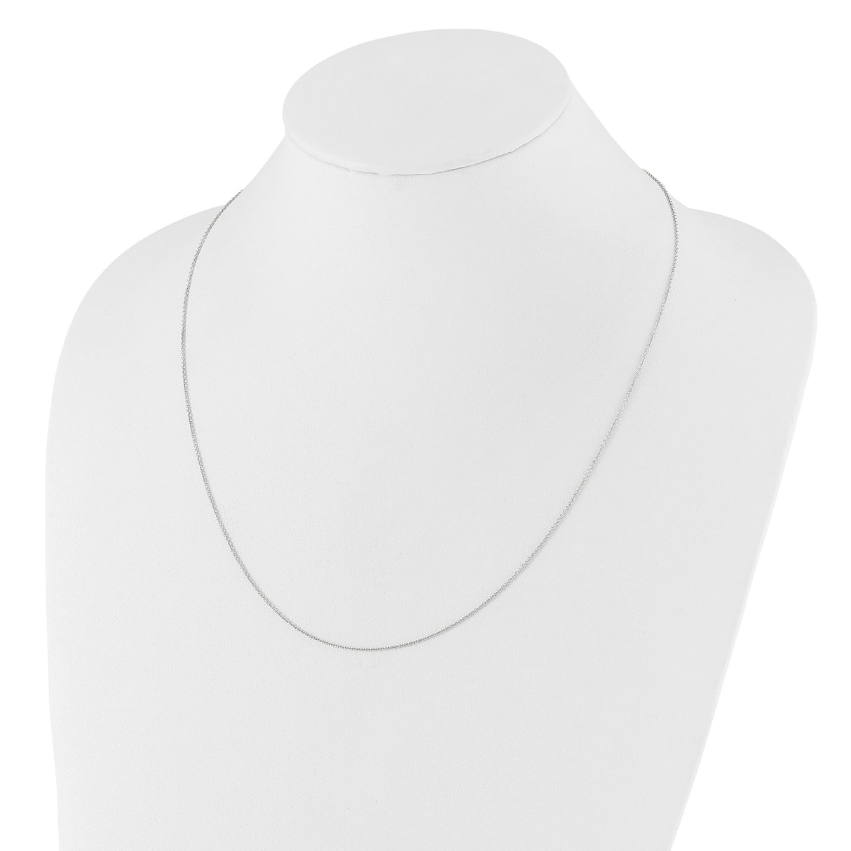 14K White Gold 1.1 mm Polished Chain Necklace detail view