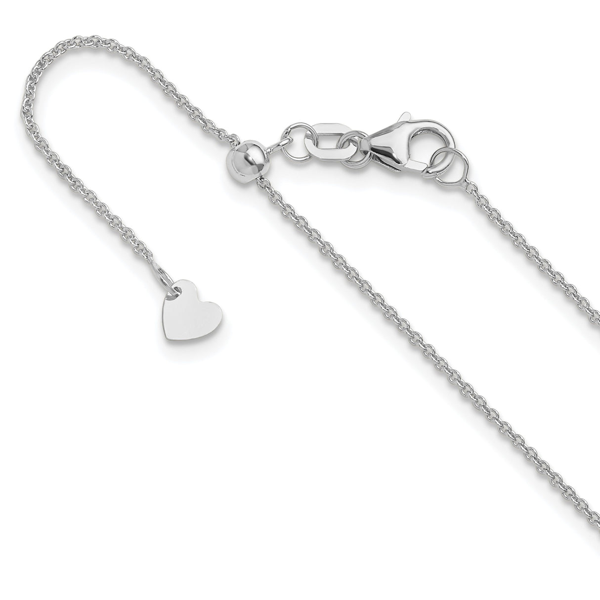 14K White Gold 1.1 mm Polished Chain Necklace detail view