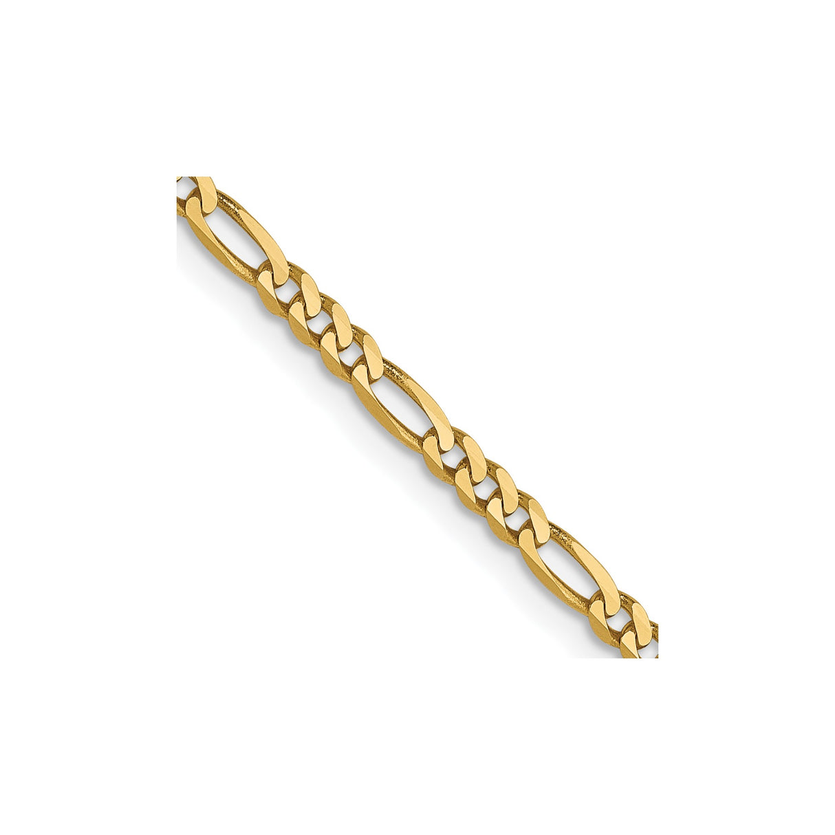 14K Yellow Gold 2.25 mm Figaro Chain Necklace, Polished detail view