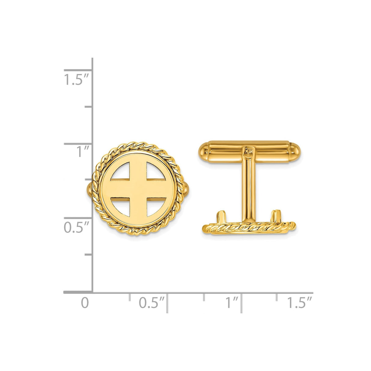 13 mm 14k Yellow Gold coin bezel for 13 mm Coin — size reference (ruler)