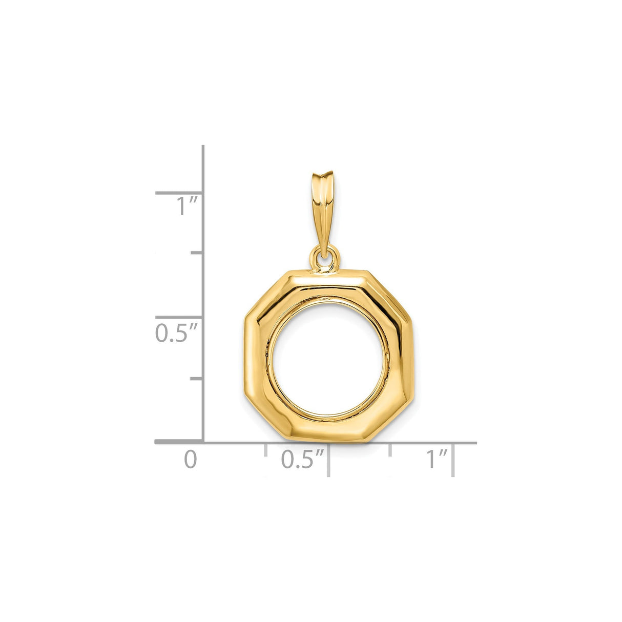13 mm 14k Yellow Gold coin bezel for 13 mm Coin — size reference (ruler)