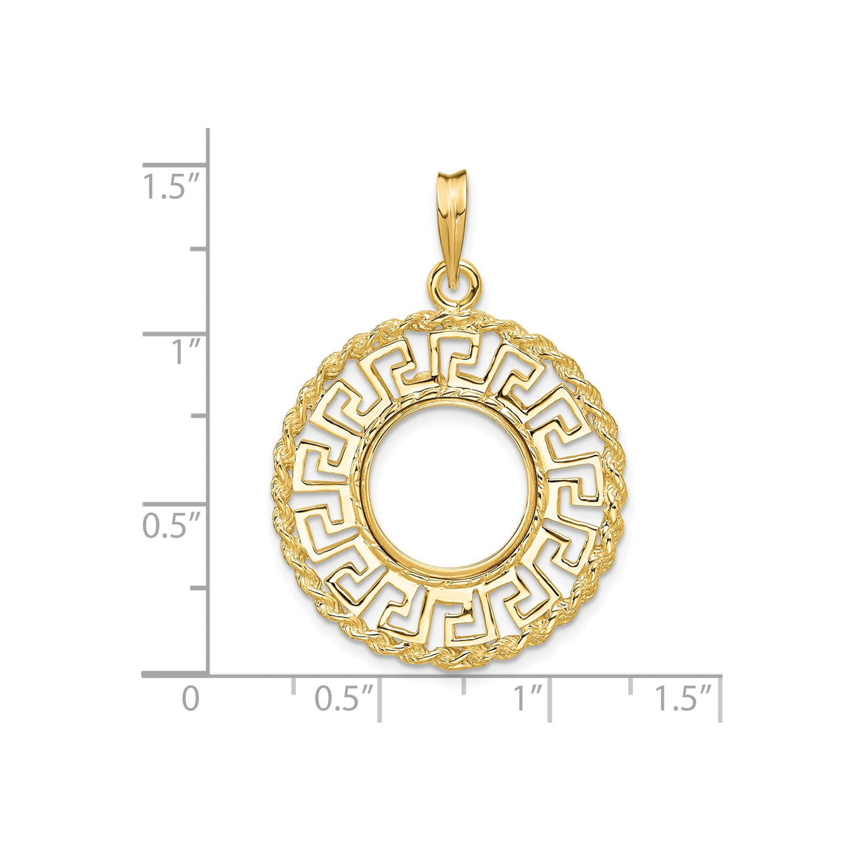 13 mm 14k Yellow Gold coin bezel for 13 mm Coin — size reference (ruler)