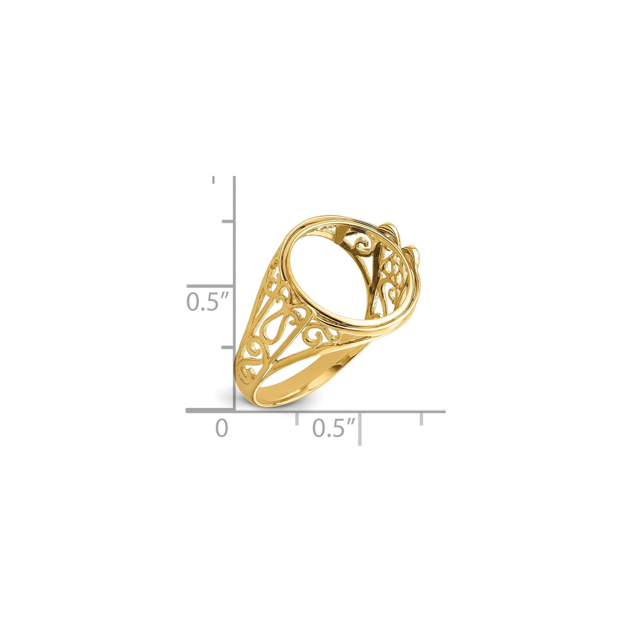 13 mm 14k Yellow Gold coin bezel for 13 mm Coin — size reference (ruler)