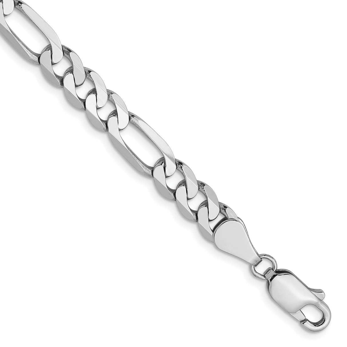 14K White Gold 5.5 mm Figaro Chain Bracelet, Polished