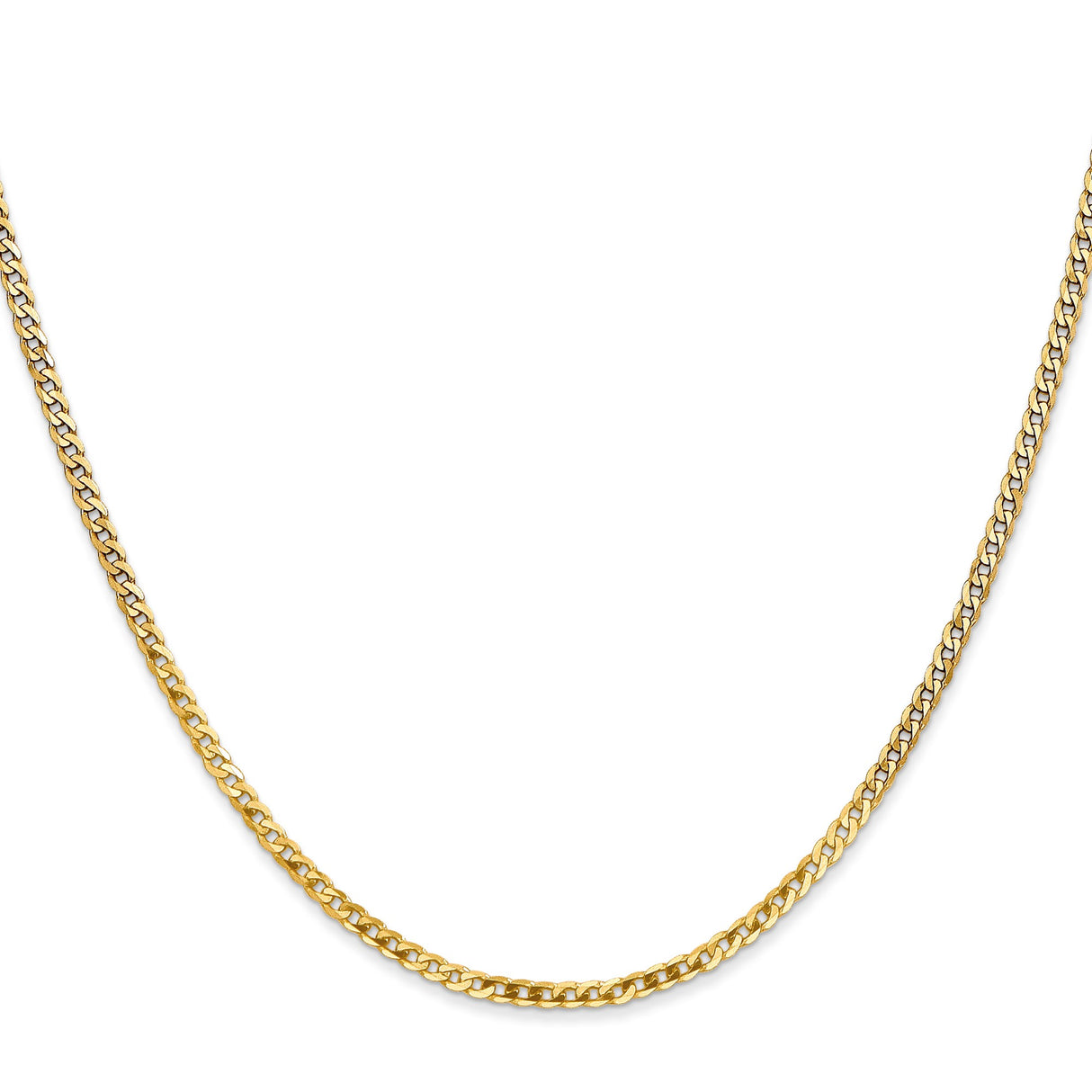14K Yellow Gold 2.2 mm Curb Chain Necklace, Polished