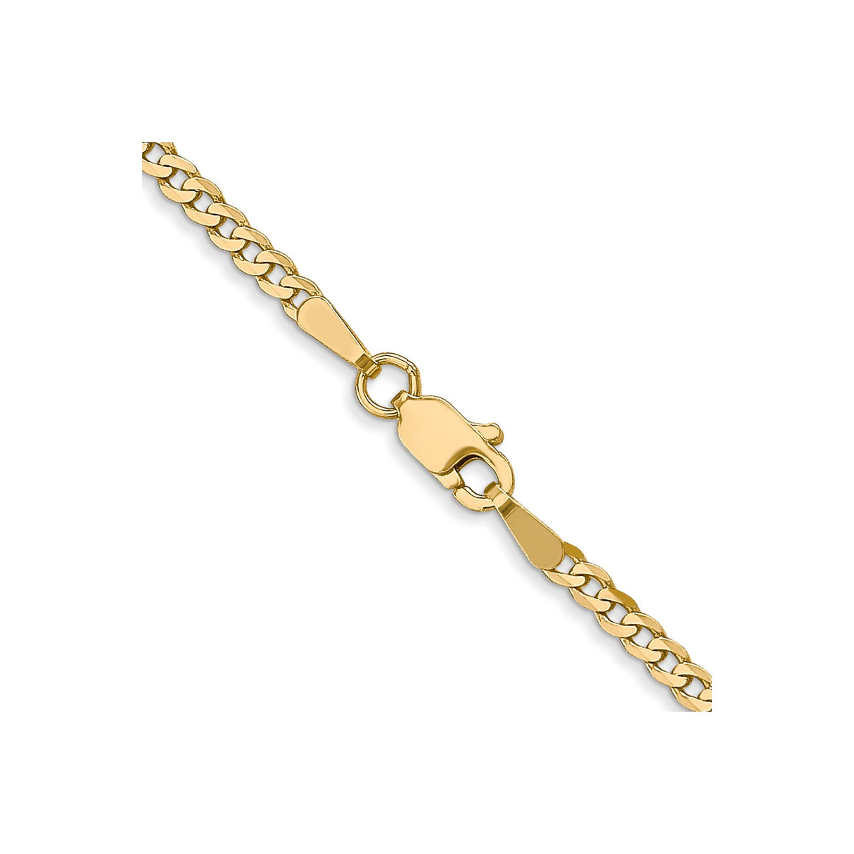 14K Yellow Gold 2.2 mm Curb Chain Necklace, Polished alternate angle