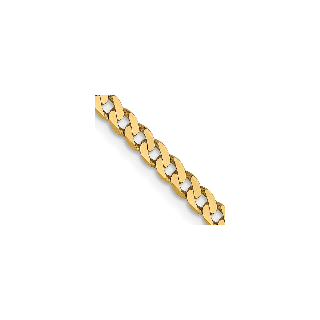 14K Yellow Gold 2.3 mm Curb Chain Necklace, Polished detail view