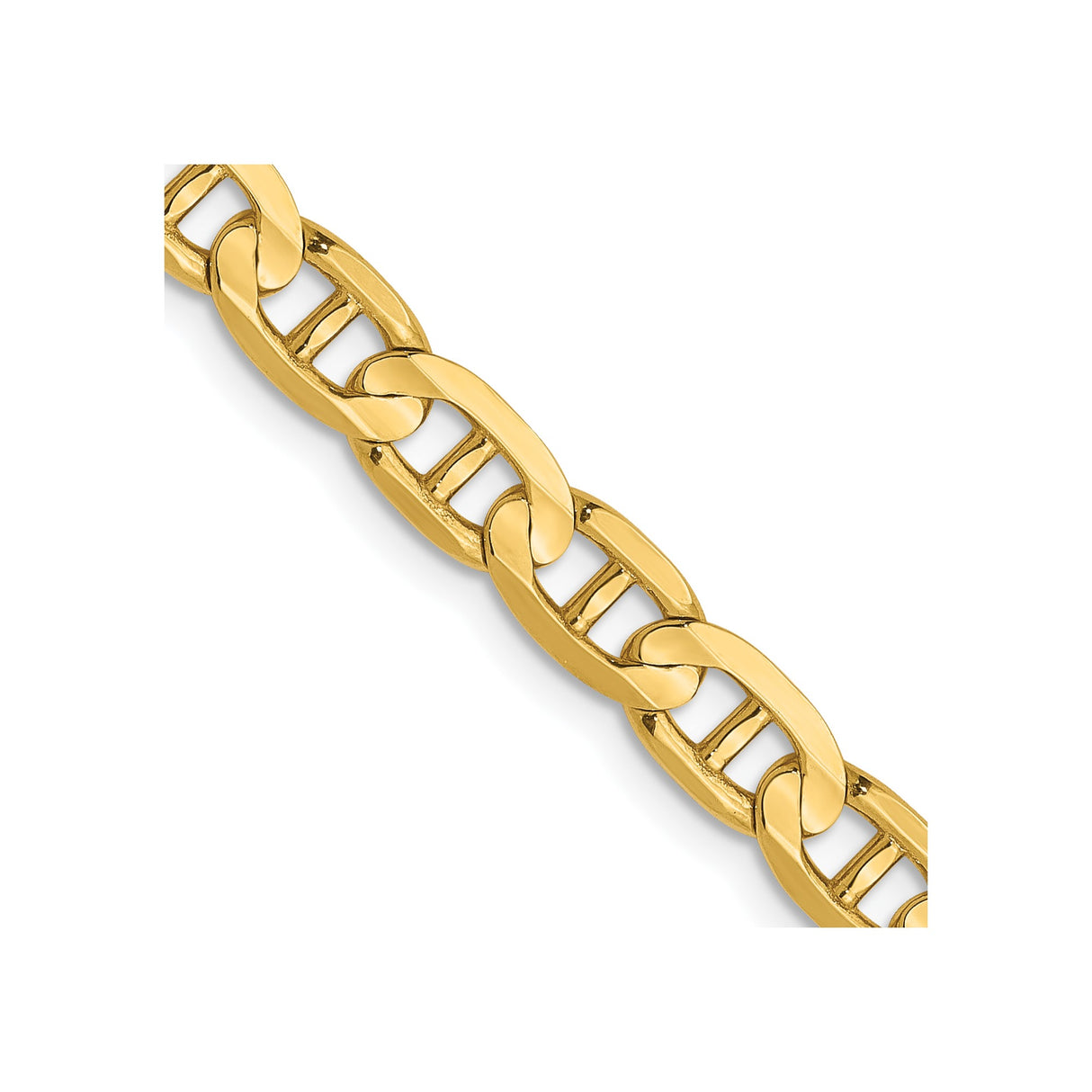 14K Yellow Gold 4.5 mm Polished Chain Necklace, Solid detail view