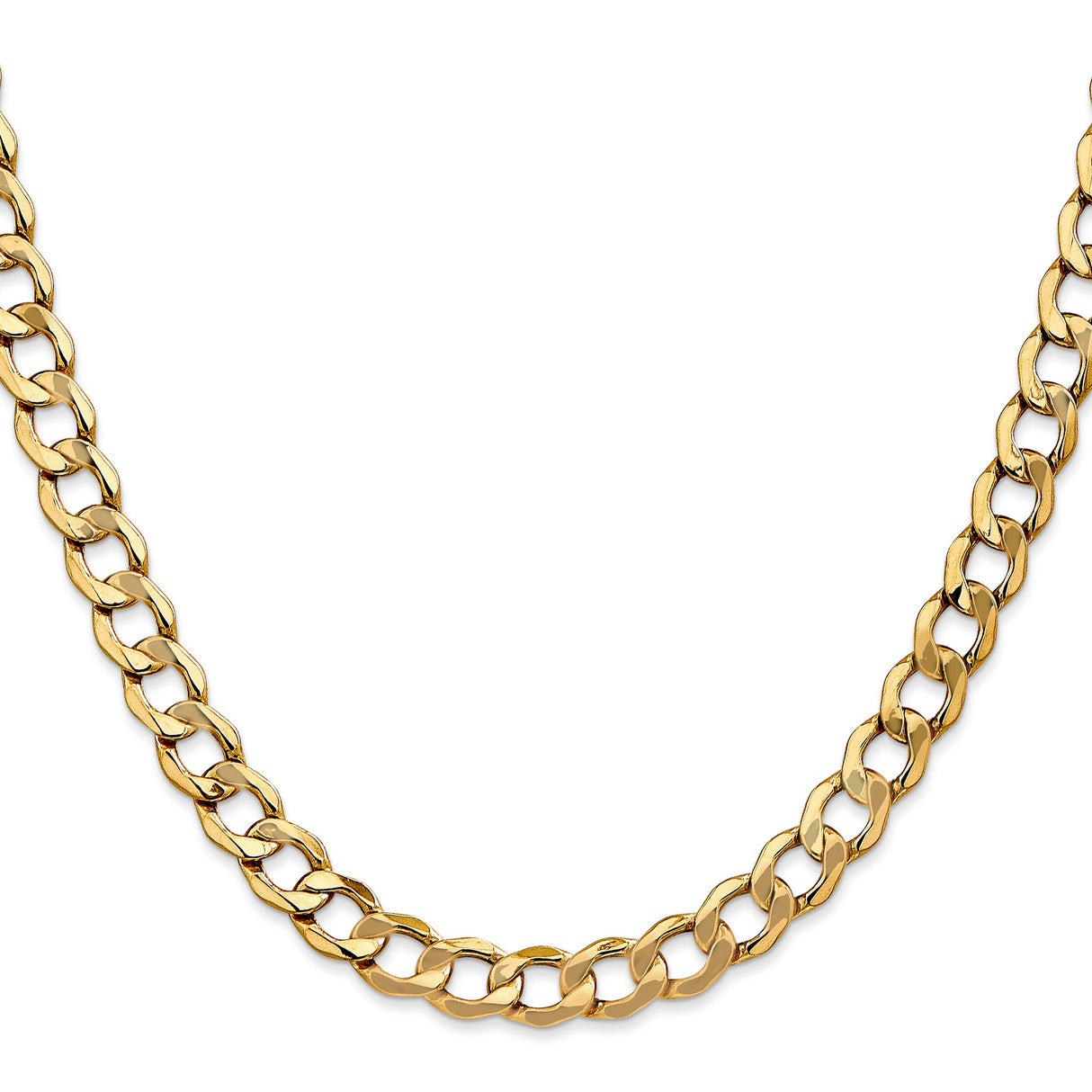14K Yellow Gold 7 mm Curb Chain Necklace, Polished