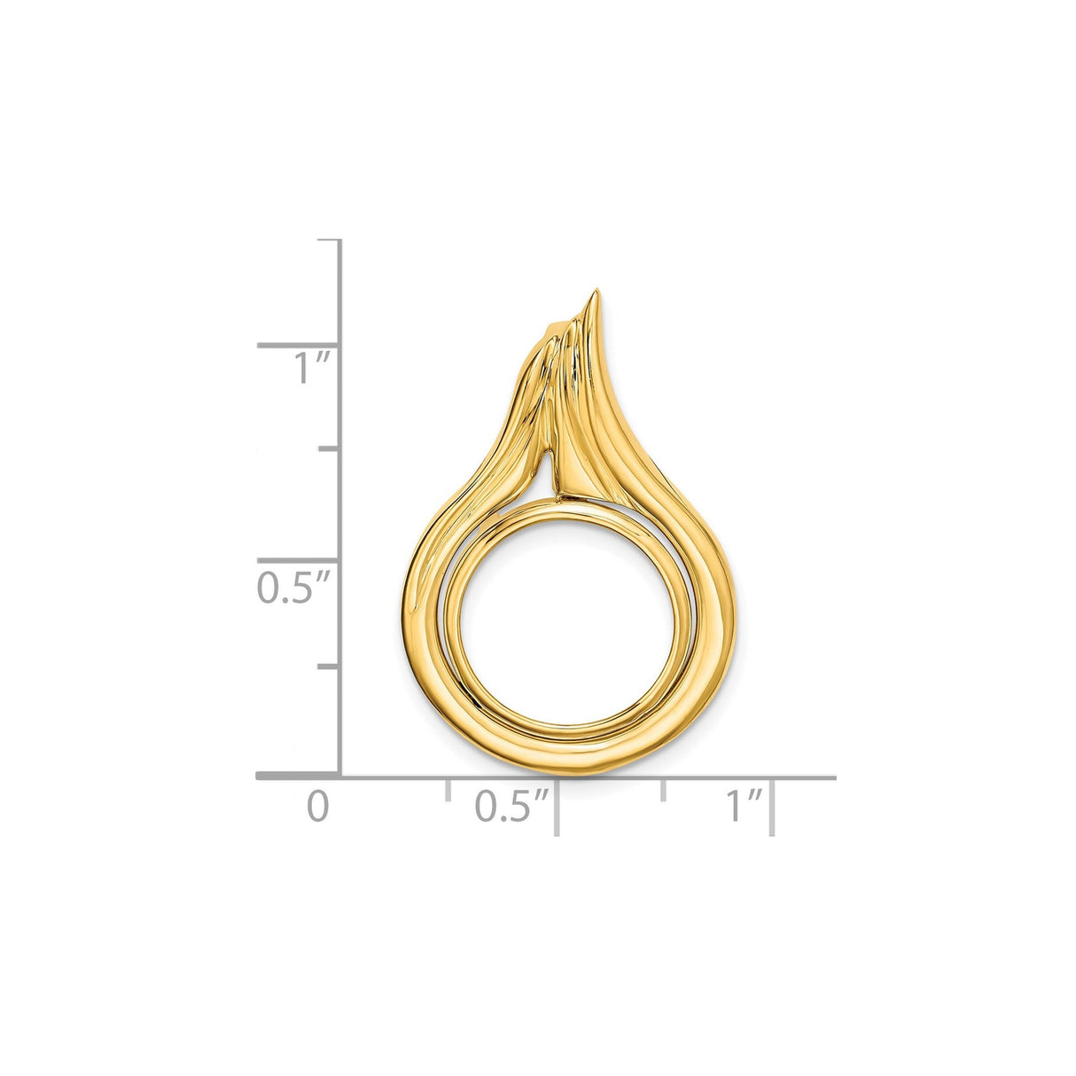 14 mm 14k Yellow Gold coin bezel for 14 mm Coin — size reference (ruler)