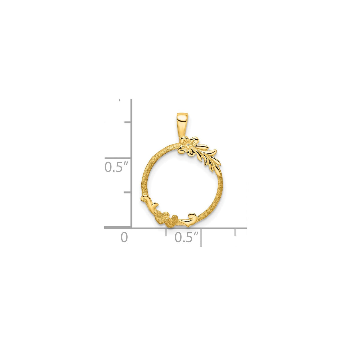 14 mm 14k Yellow Gold coin bezel for 14 mm Coin — size reference (ruler)
