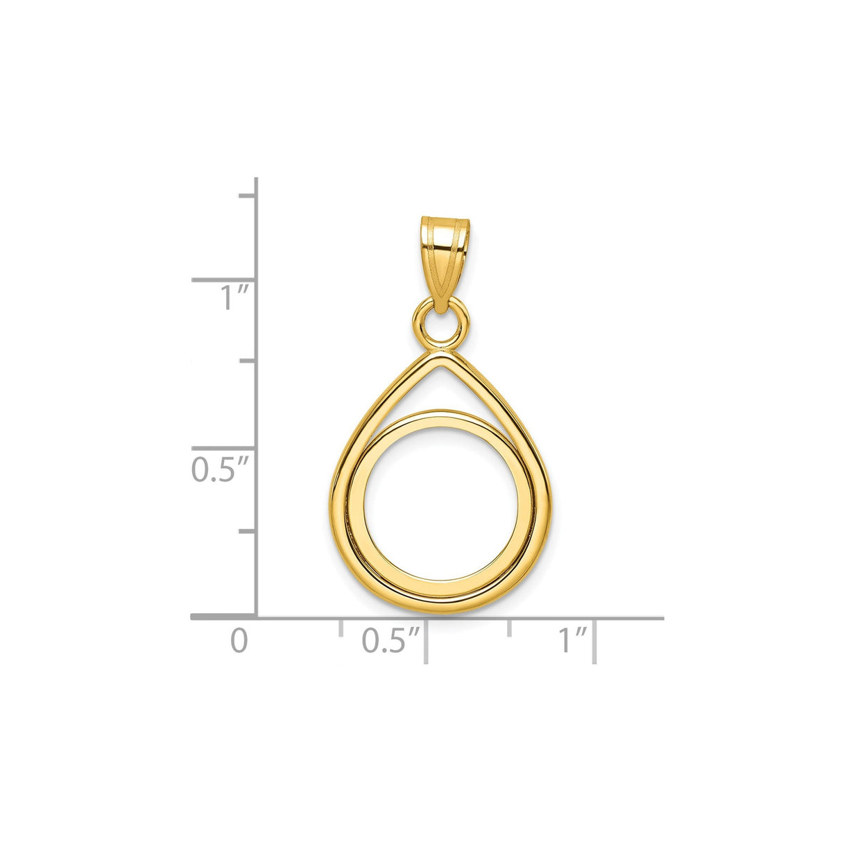 14 mm 14k Yellow Gold coin bezel for 14 mm Coin — size reference (ruler)