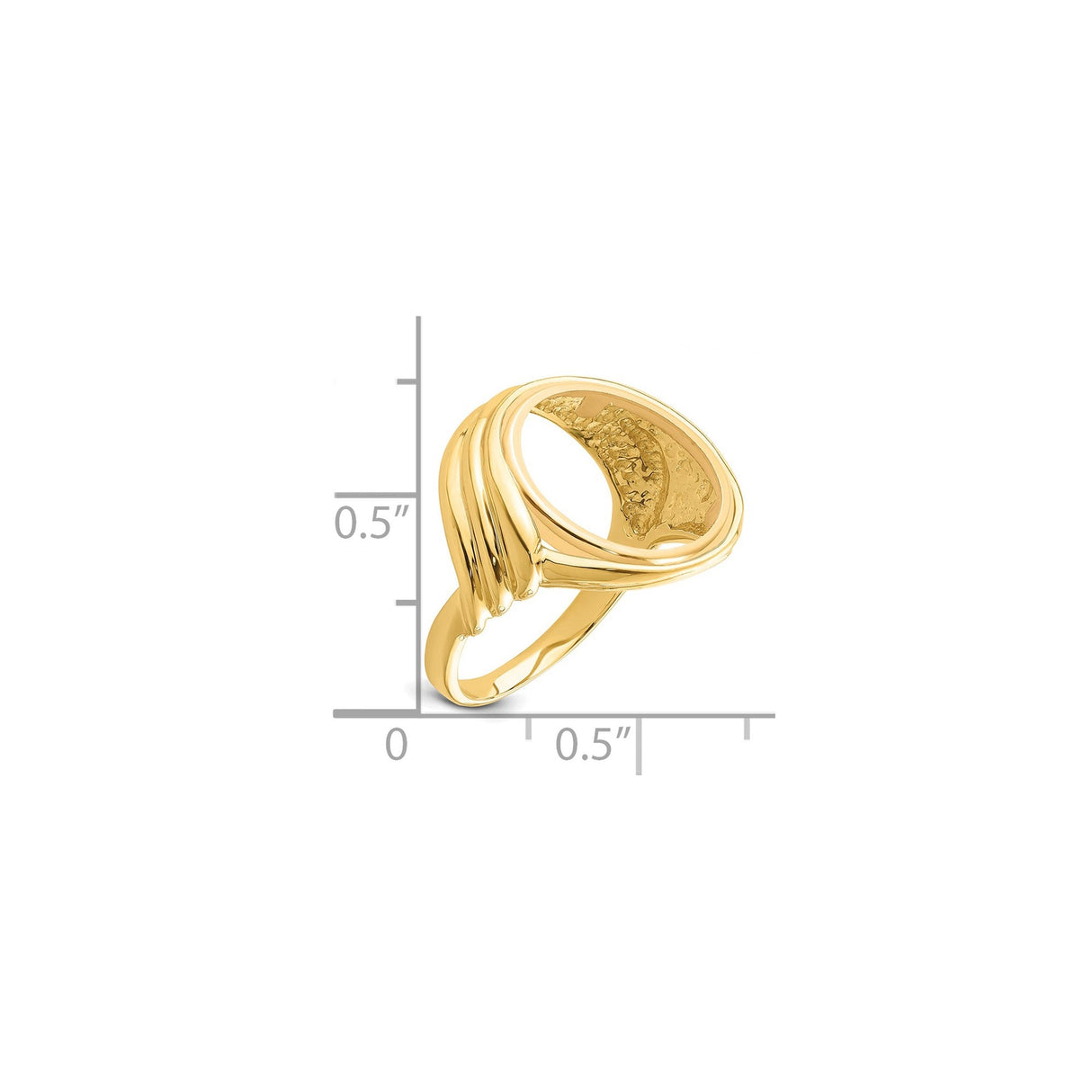 14 mm 14k Yellow Gold coin bezel for 14 mm Coin — size reference (ruler)