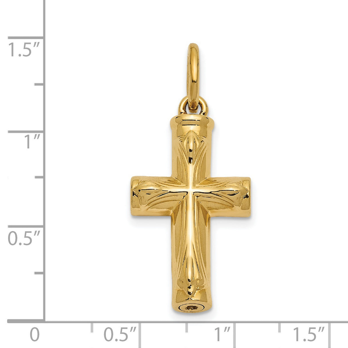 14k Yellow Gold Cross Pendant with Handcrafted Tube Ash Holder and Cremation Chamber