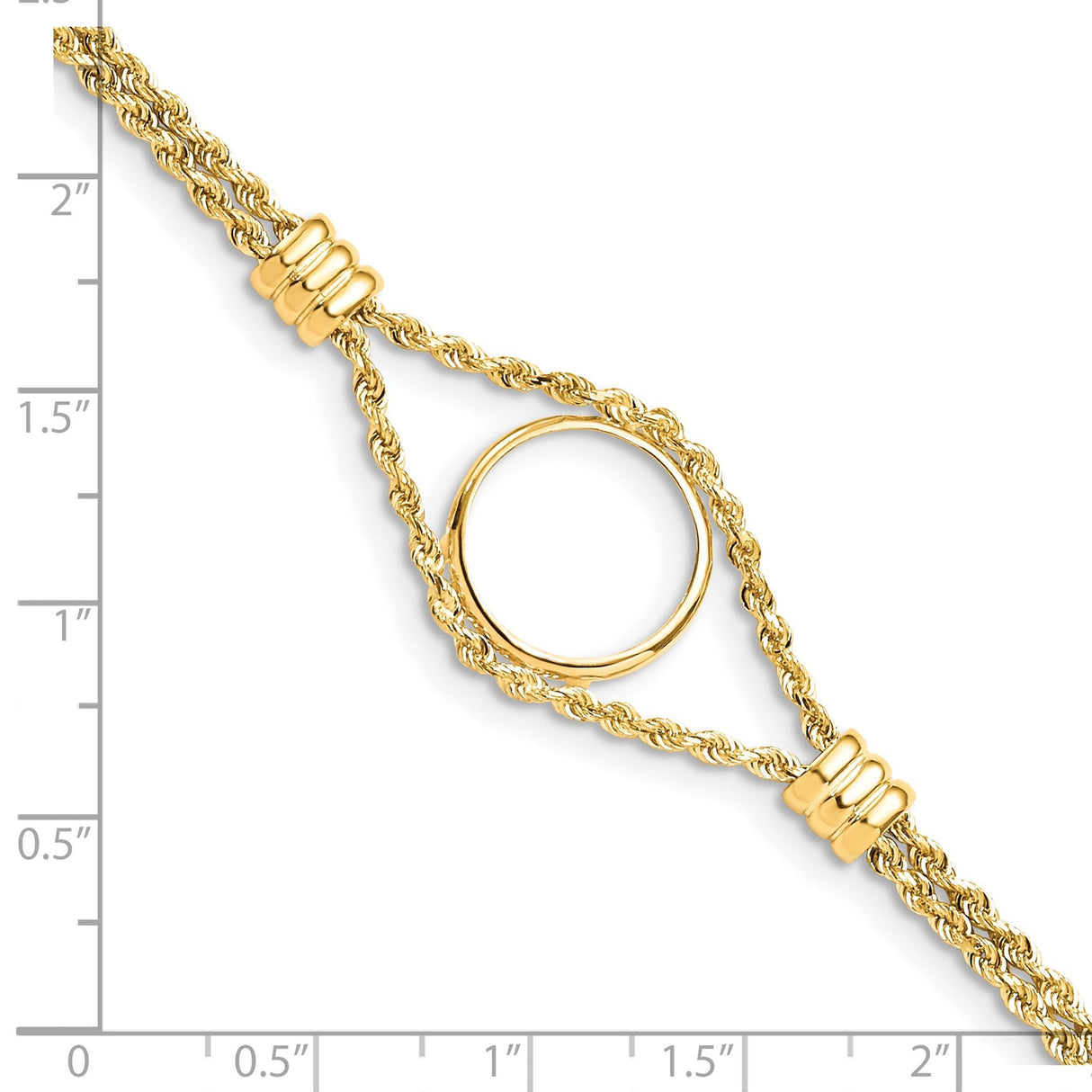 15 mm 14k Yellow Gold coin bezel for 15 mm Coin — size reference (ruler)