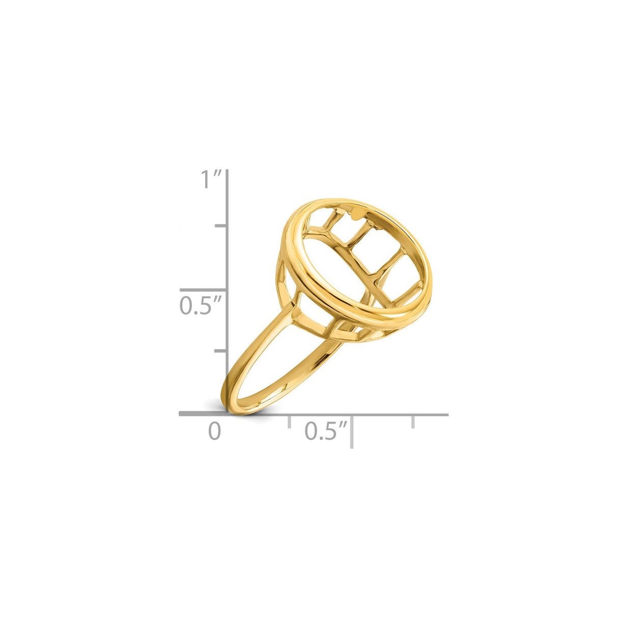 15 mm 14k Yellow Gold coin bezel for 15 mm Coin — size reference (ruler)