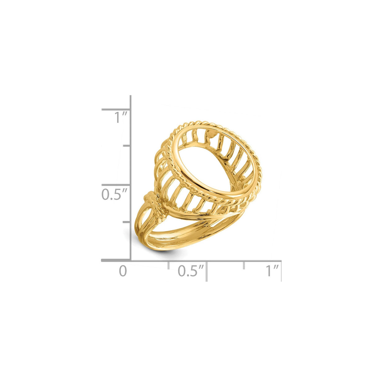 15 mm 14k Yellow Gold coin bezel for 15 mm Coin — size reference (ruler)
