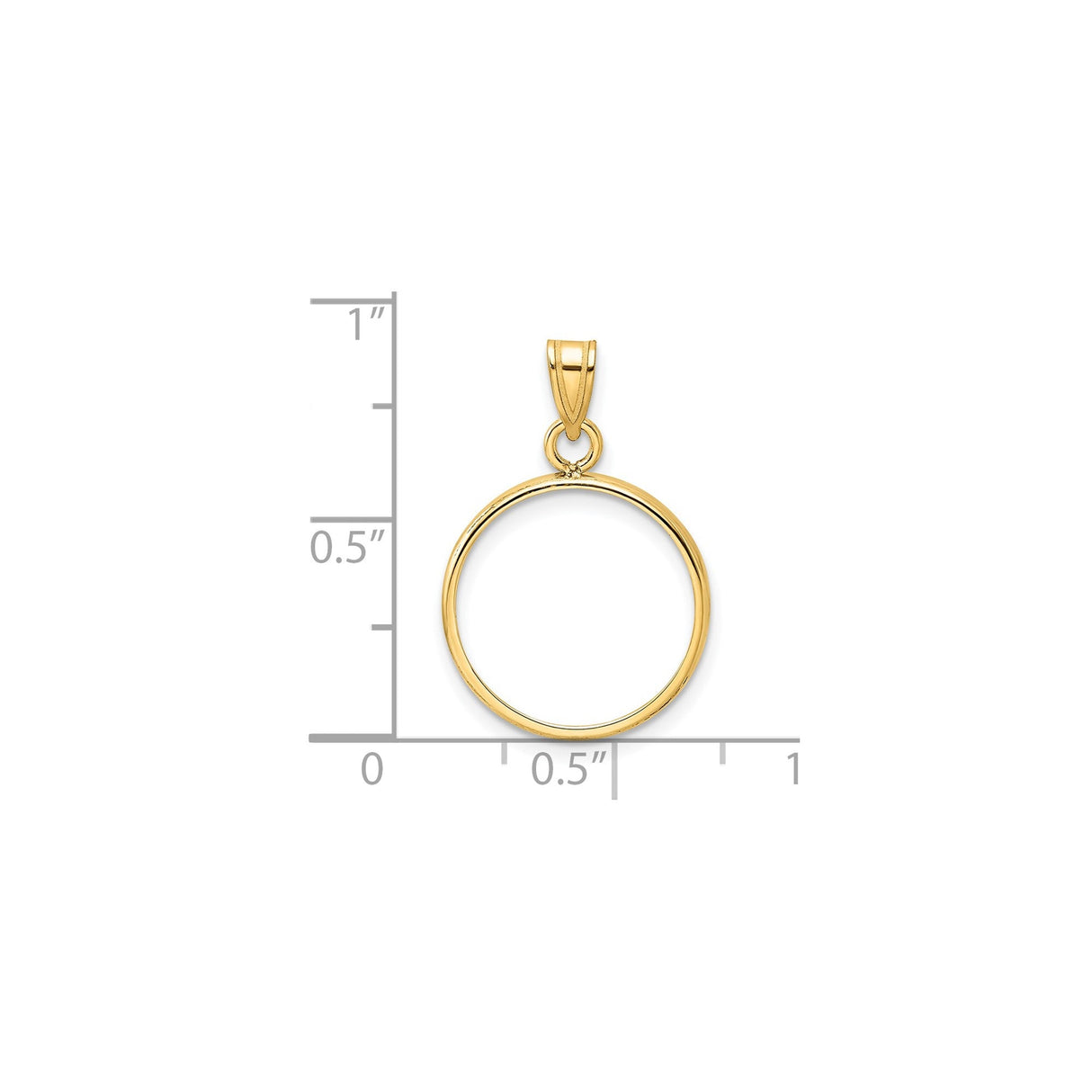 16 mm 14k Yellow Gold coin bezel for 15.5 mm Coin — size reference (ruler)