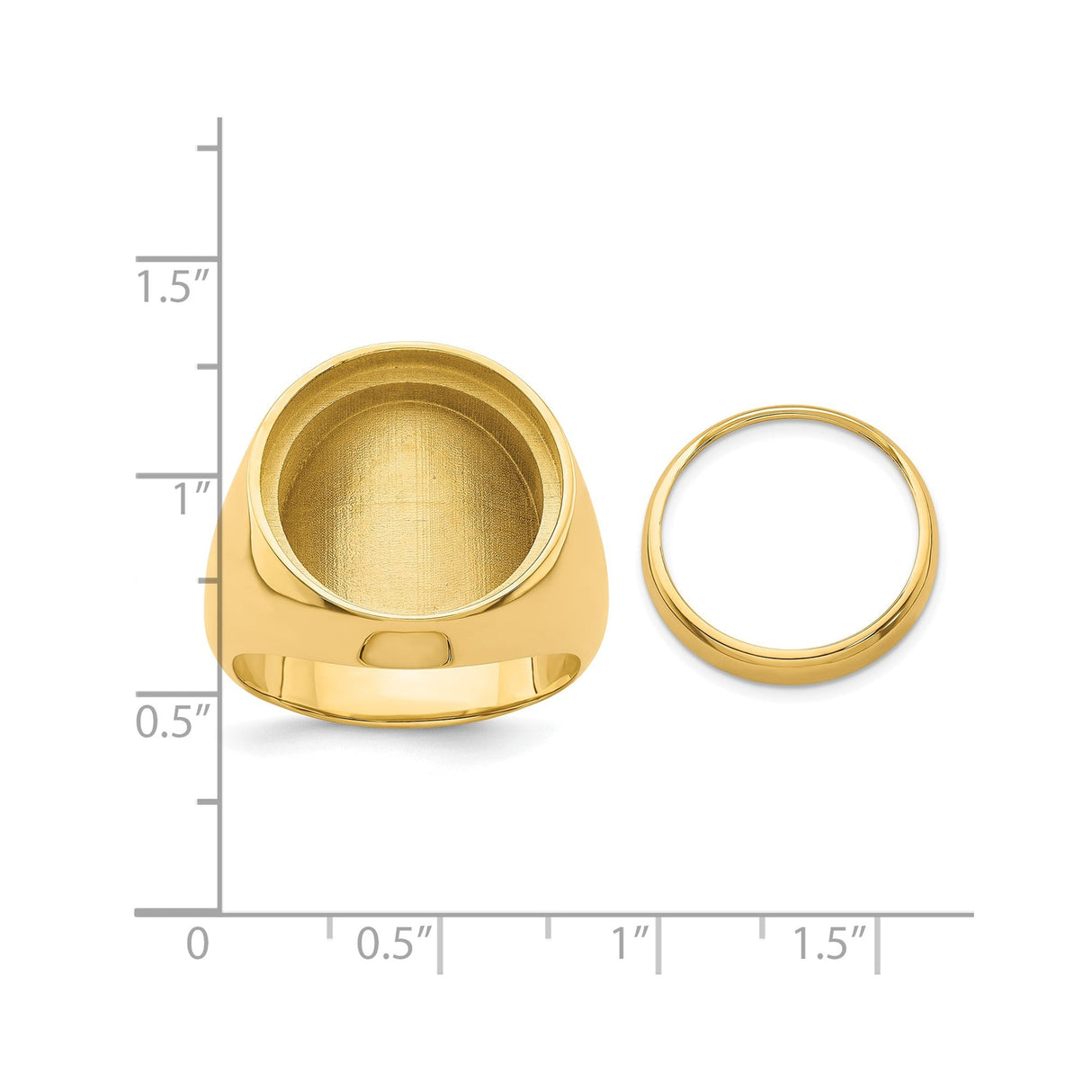 16 mm 14k Yellow Gold coin bezel for 16 mm Coin — size reference (ruler)