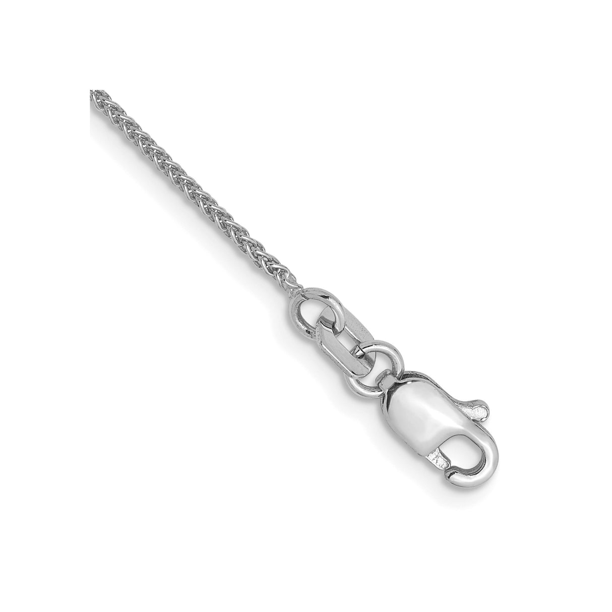 14K White Gold 1 mm Polished Chain Anklet, Solid