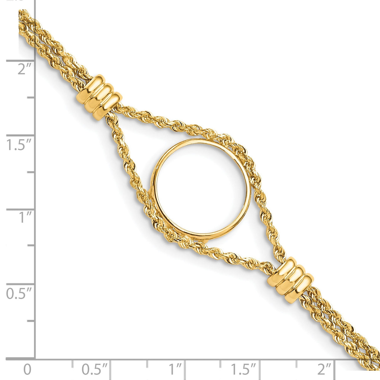 17 mm 14k Yellow Gold coin bezel for 16.5 mm Coin — size reference (ruler)