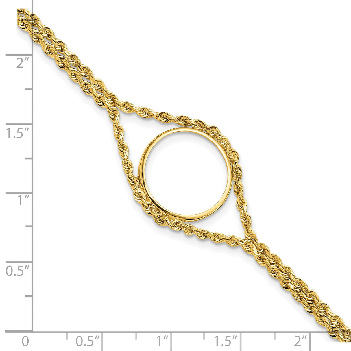17 mm 14k Yellow Gold coin bezel for 16.5 mm Coin — size reference (ruler)