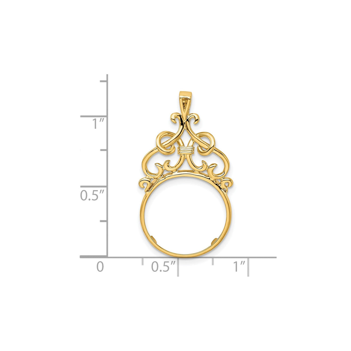 17 mm 14k Yellow Gold coin bezel for 16.5 mm Coin — size reference (ruler)