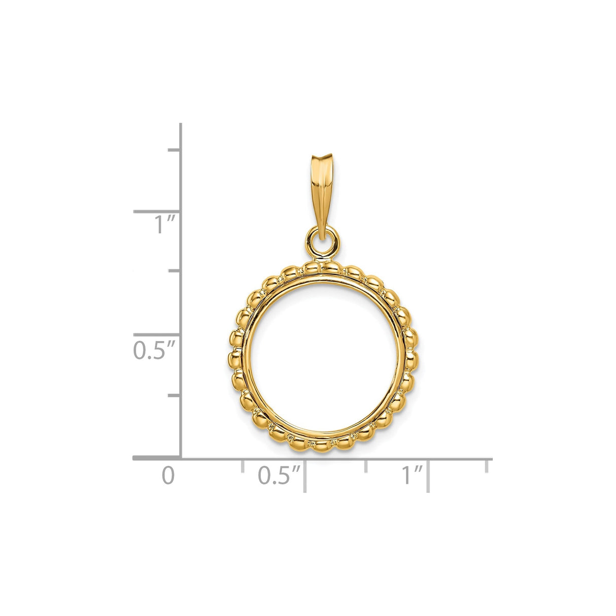 17 mm 14k Yellow Gold coin bezel for 16.5 mm Coin — size reference (ruler)