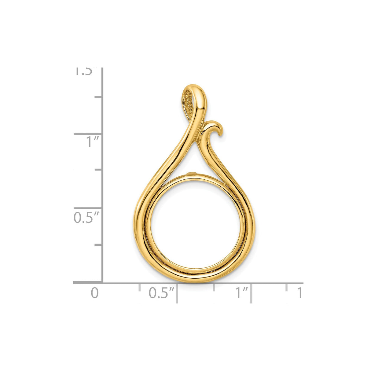 17 mm 14k Yellow Gold coin bezel for 16.5 mm Coin — size reference (ruler)