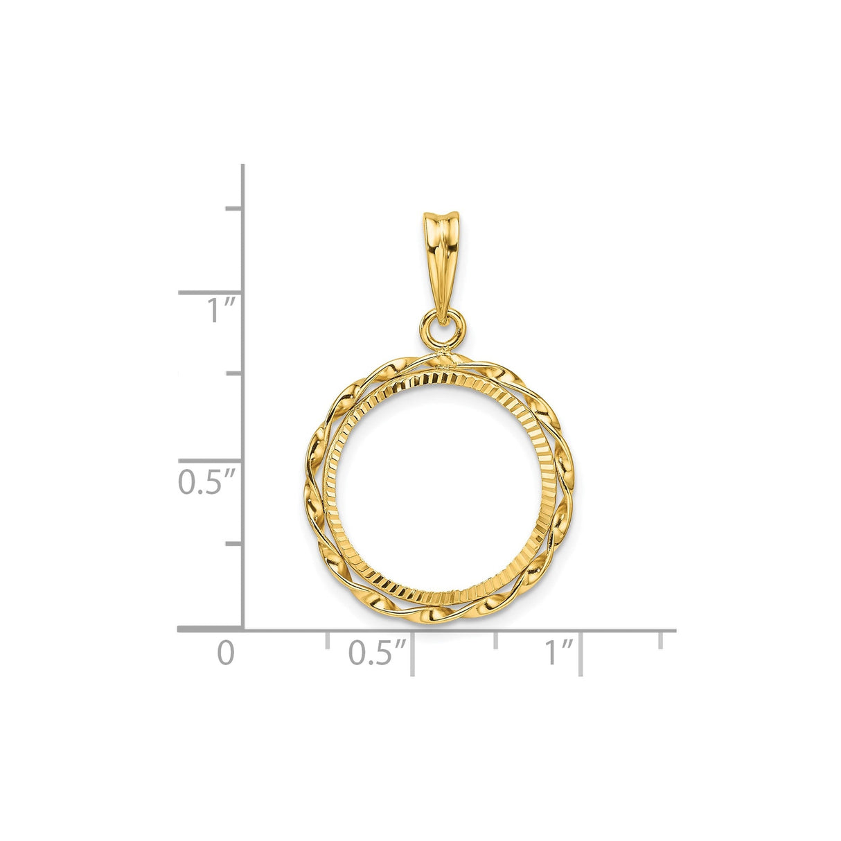 17 mm 14k Yellow Gold coin bezel for 16.5 mm Coin — size reference (ruler)