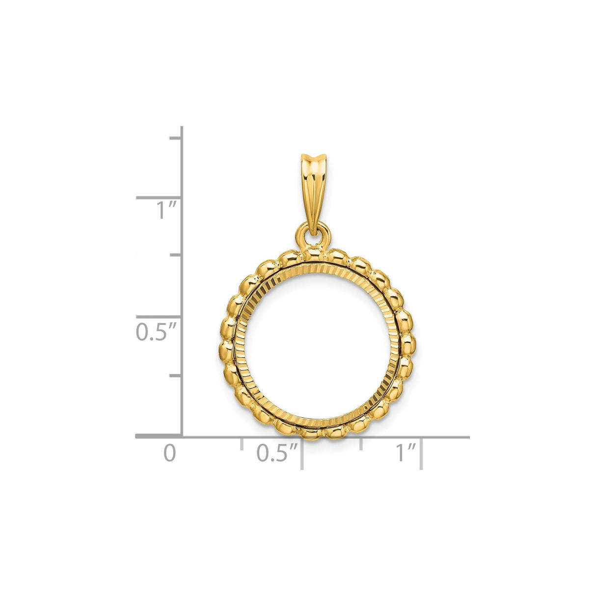 17 mm 14k Yellow Gold coin bezel for 16.5 mm Coin — size reference (ruler)