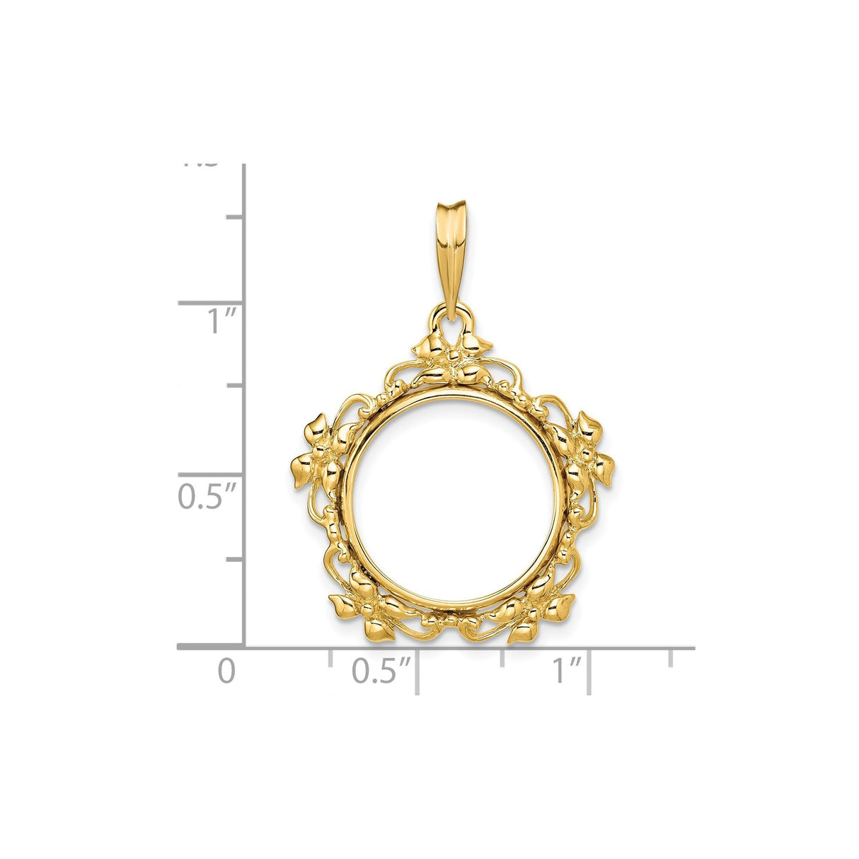 17 mm 14k Yellow Gold coin bezel for 16.5 mm Coin — size reference (ruler)