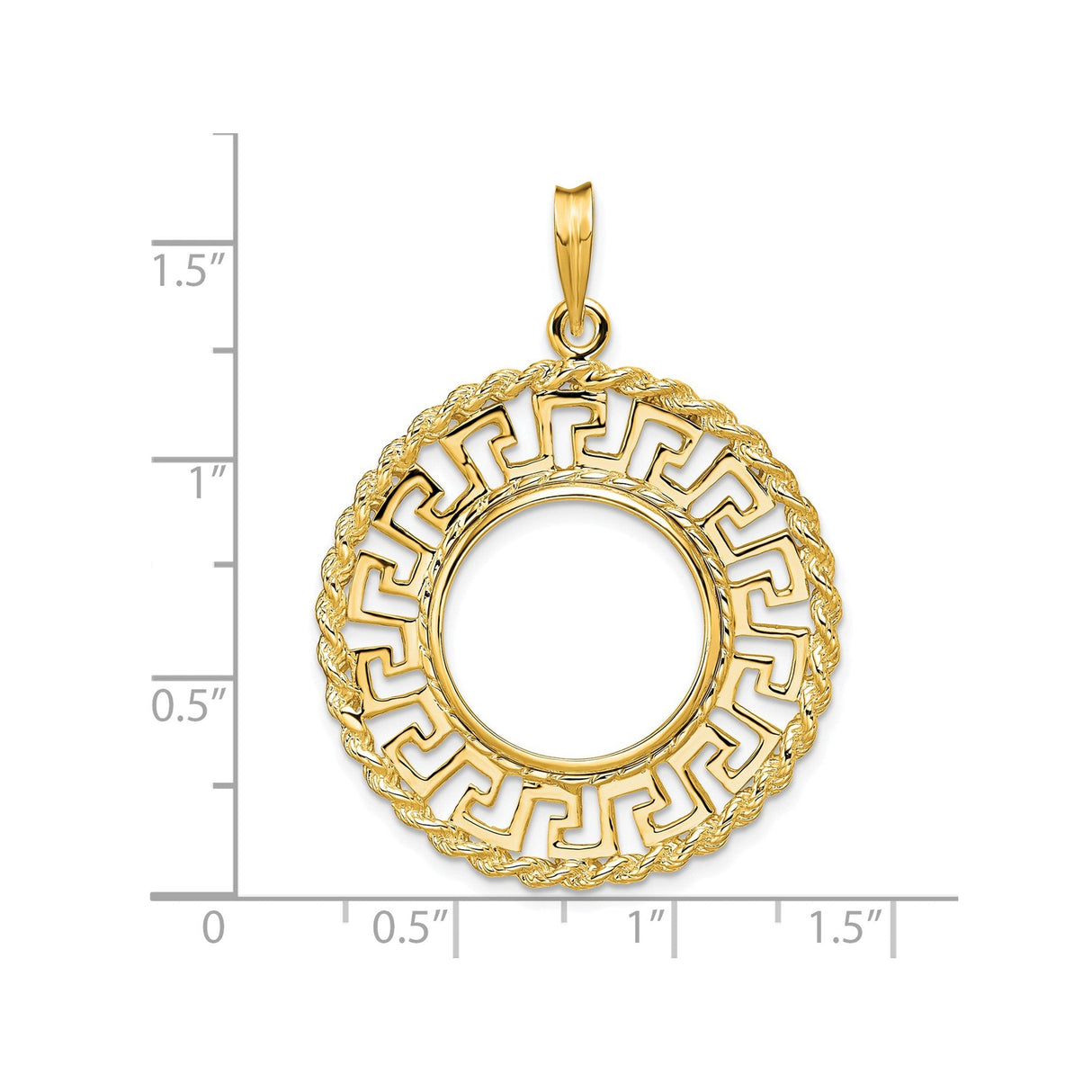 17 mm 14k Yellow Gold coin bezel for 16.5 mm Coin — size reference (ruler)