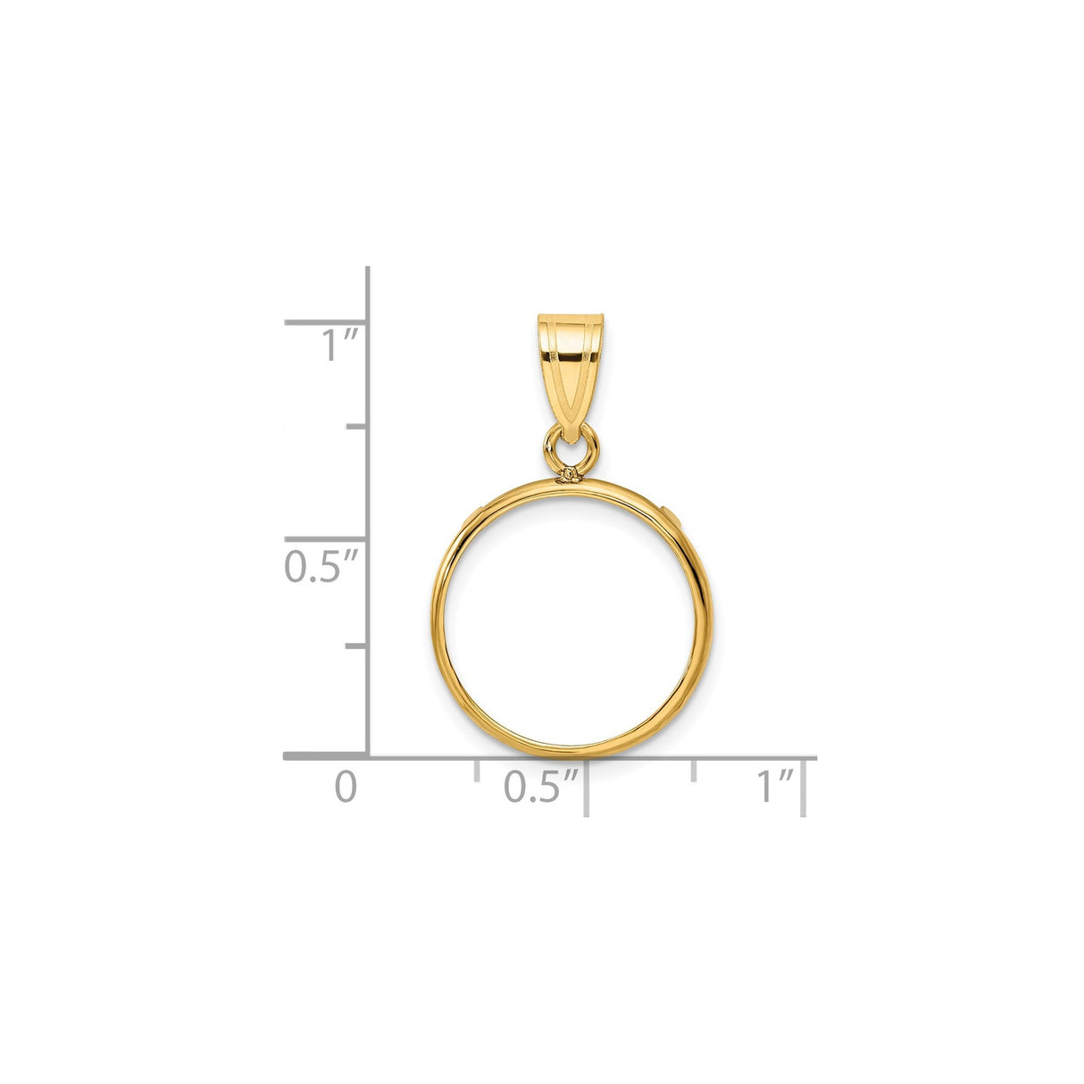 17 mm 14k Yellow Gold coin bezel for 16.5 mm Coin — size reference (ruler)