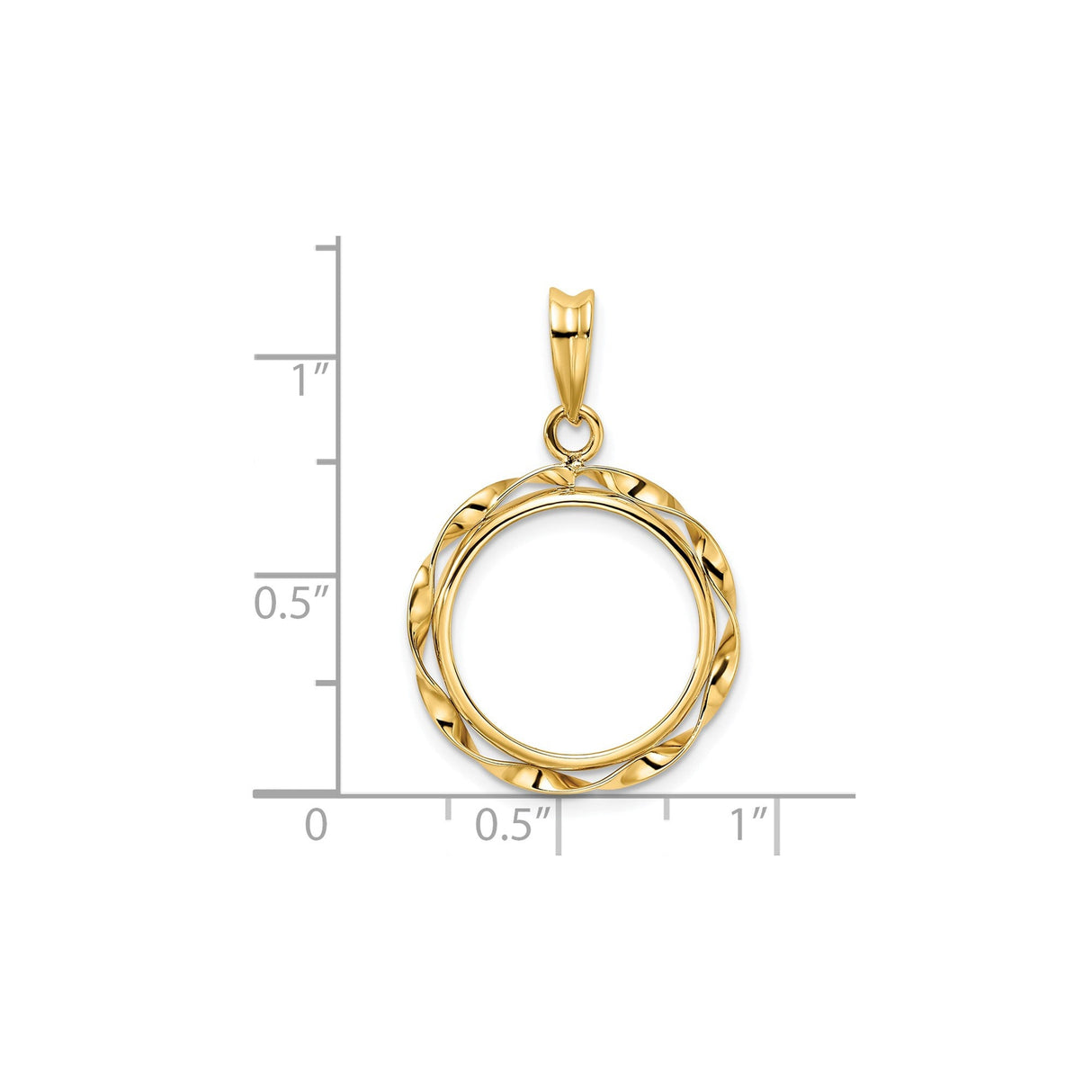 17 mm 14k Yellow Gold coin bezel for 16.5 mm Coin — size reference (ruler)
