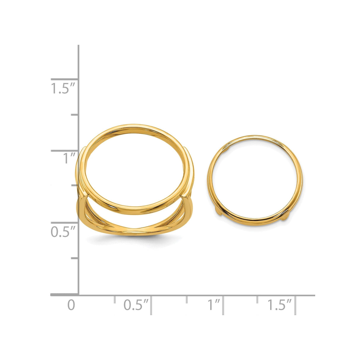 17 mm 14k Yellow Gold coin bezel for 16.5 mm Coin — size reference (ruler)
