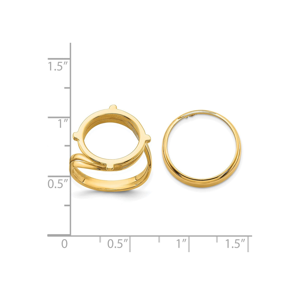 17 mm 14k Yellow Gold coin bezel for 16.5 mm Coin — size reference (ruler)