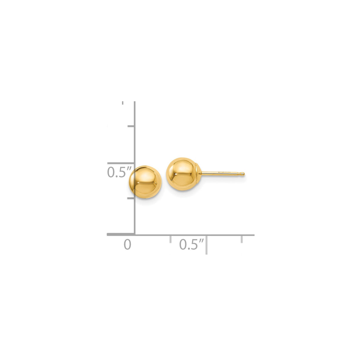 14k Yellow Gold Ball Stud Earrings, Classic Polished Round Design for Women