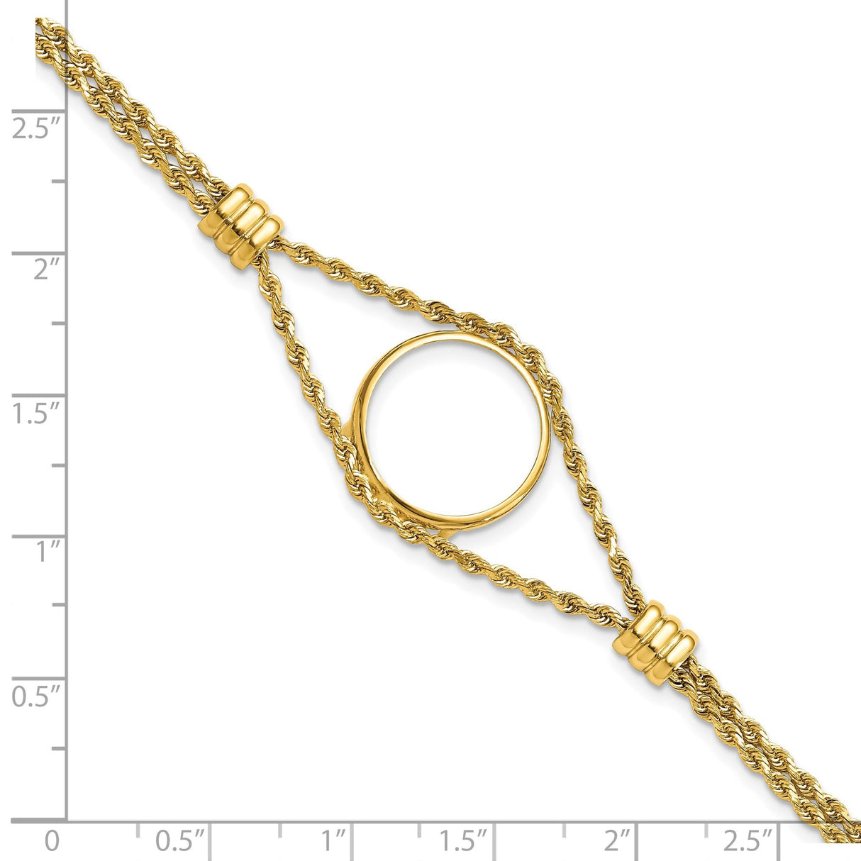 18 mm 14k Yellow Gold coin bezel for 17.8 mm Coin — size reference (ruler)