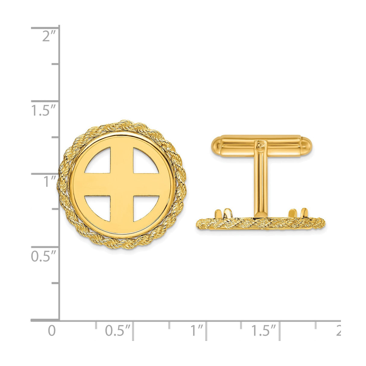 18 mm 14k Yellow Gold coin bezel for 17.8 mm Coin — size reference (ruler)